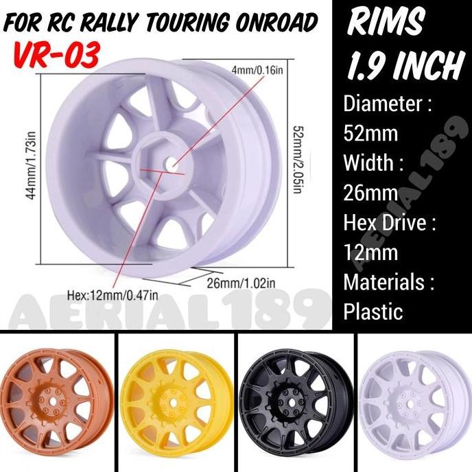 1Pcs Velg Rally Touring Rc 1/12 1/10 1/16 Hsp Tamiya Wltoys Lc Onroad