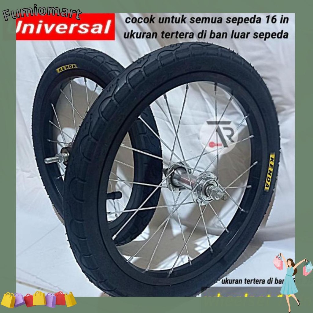 Produk baru Roda sepeda 16 lengkap sudah di pasang ban 16x1.75 kenda / wheelset sepeda 16 x 1.75 KEN