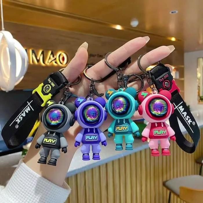 LSS Gantungan kunci astronot kustom PVC karet lembut rantai kartun kartun pria mobil liontin tas sek
