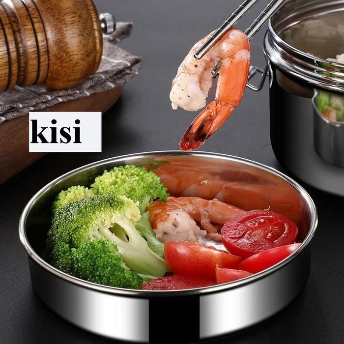 LSS Panci Poertable Mini / Kotak Makan Stainless Bundar Baja Tahan Karat Tebal / Mangkuk Stainless S