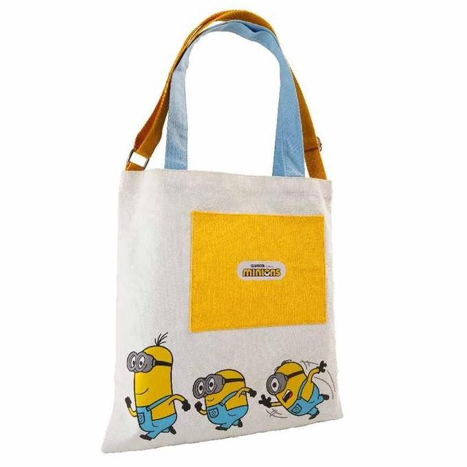 BEBAS ONGKIR - CHATIME X MINIONS WHITE TOTE BAG RUN TO YOU