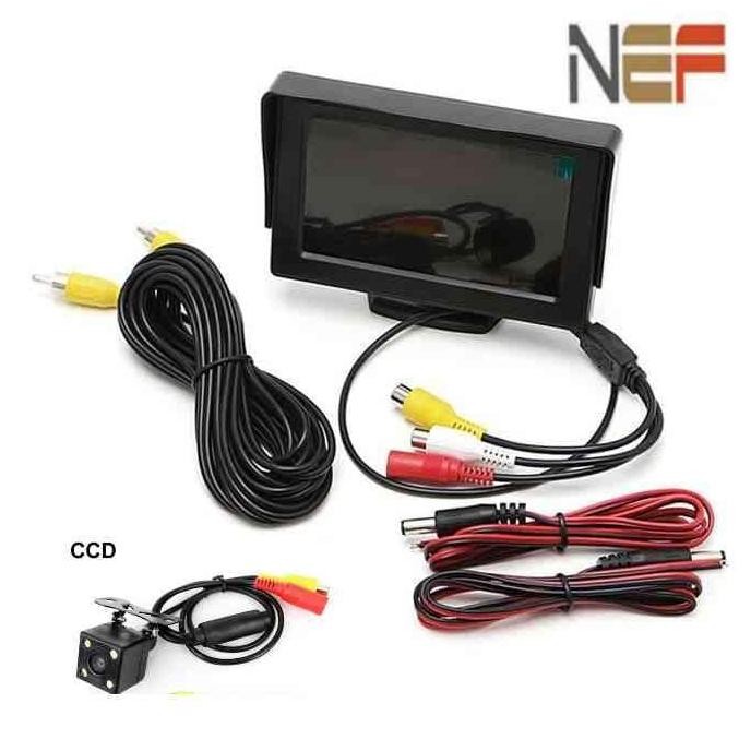 PROMO DISKON - Monitor parkir mundur fullset kamera IR dan kabel model RCA