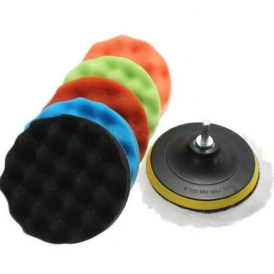 ] 1 Set 5 Inch Polishing Pad dengan Bor Adaptor untuk Poles Mobil