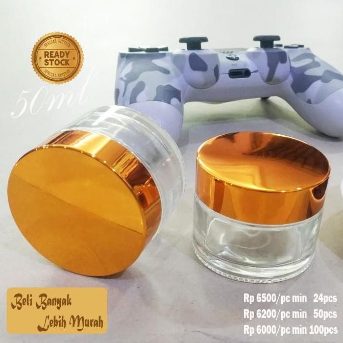 Promo Cod Pot Kaca Bening Pot Cream Jar Kaca Tutup Gold / Tempat Wadah Krim Salap Obat Salep Pot Lot