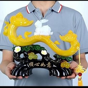 ```````] Patung Giok Kelinci 2023 Uk Jumbo Kado Imlek Pajangan Sincia Fu Hoki