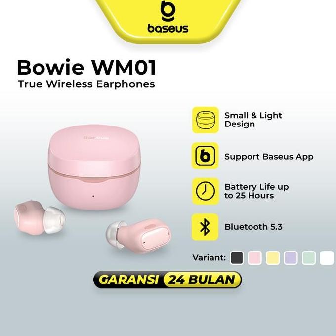 Baseus Wm01 Tws True Wirelesss Earbuds Earphone Headphones Bluetooth Original