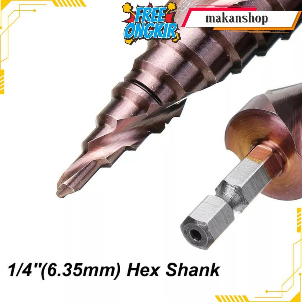 Mata Bor Pagoda Spiral Hss Cobalt M35 Step Drill 4 -20Mm Original Produk