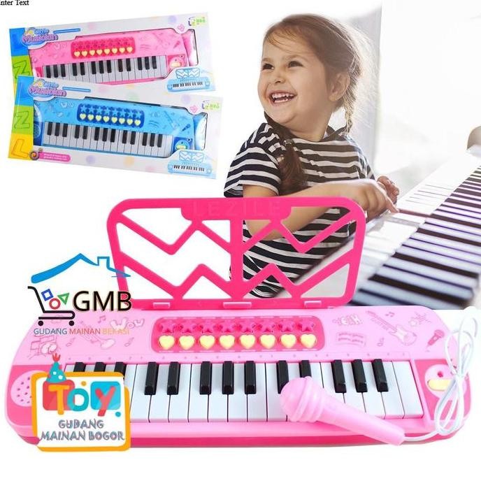 DE7 - MAINAN ANAK EDUKASI ALAT MUSIK PIANO MIC MAINAN PIANO MUSIK DAN MICROPHONE