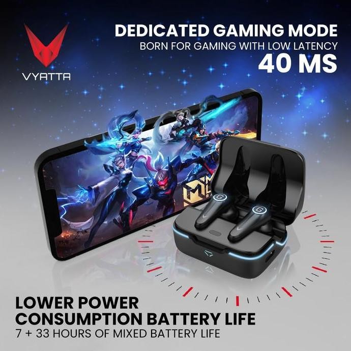 VYATTA AIRBOOM NITRO GALAXY TWS BLUETOOTH HEADSET EARPHONE GAMING G