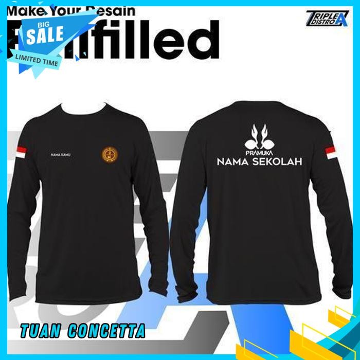 KAOS TSHIRT BAJU MURAH COMBED 30S DISTRO LENGAN PANJANG GERAKAN PRAMUKA GRATIS NAMA SEKOLAH SCOUT GU