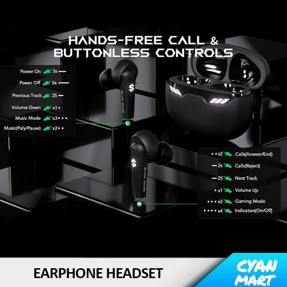 Black Shark Gaming Headset Earphone TWS Wireless Bluetooth Original