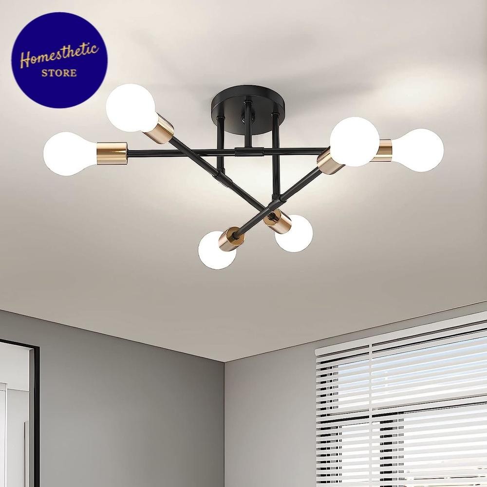 Fitting Lampu Gantung Hias Plafon LED Minimalis Cabang 6 Modern Untuk Ruang Tamu Teras Kamar Villa A