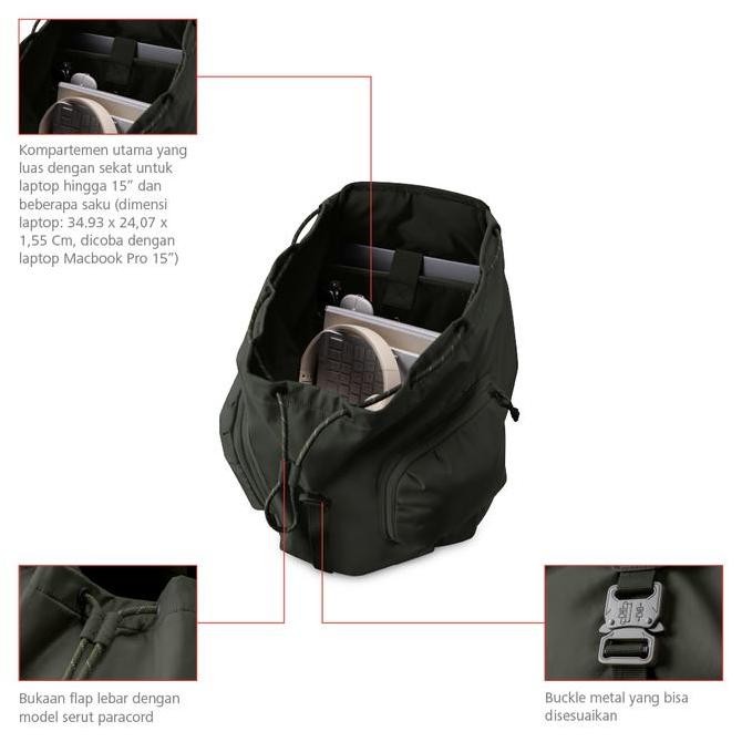 Bodypack Hampton Rucksack 15 Inch Tas Ransel Kuliah Sekolah Travel Muat Banyak - Olive