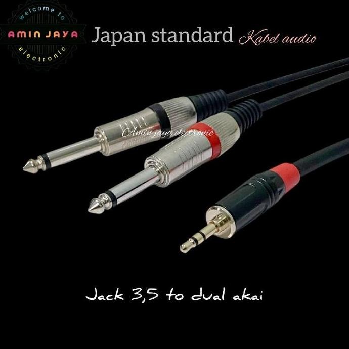 Jack Audio 3,5 Stereo To Dual Jack Akai 6,5 Kabel Hp Ke Mixer Original