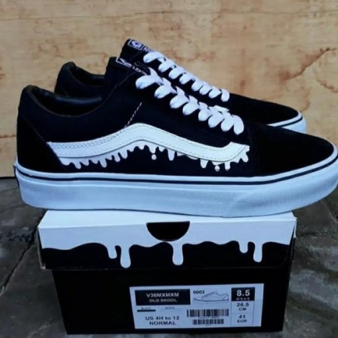 Sepatu Oldskool Black White / Lumer / Hitam Sepatu Sekolah Anak SD SMP SMA Sepatu Kuliah Pria Sepatu
