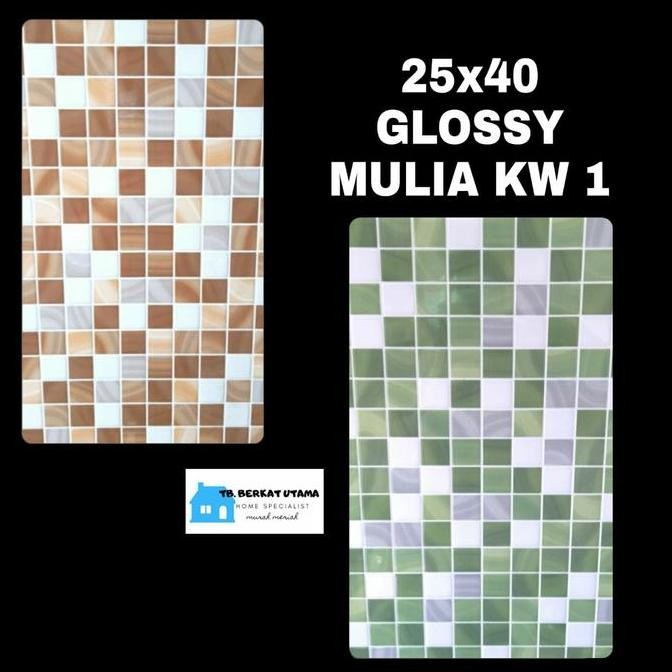 Terbaik Keramik Dinding Kamar Mandi 25X40 Glossy Cokelat Hijau Kotak Mozaik 100% Ori