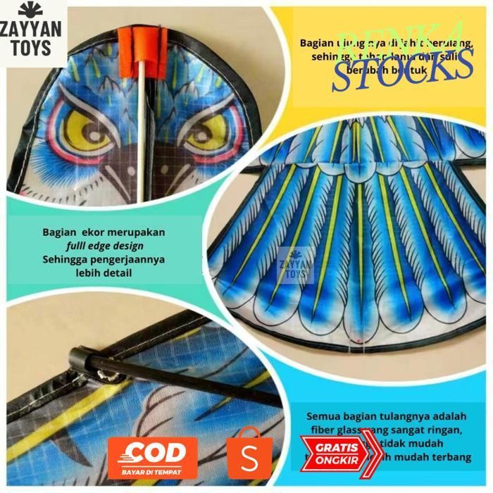Am67 Layangan Bentuk Burung Elang - Layang 1 Pc Motif Olahraga Outdoor 1.1m Dengan Tali 30m Besar Ra