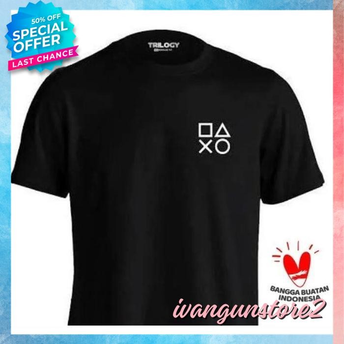KAOS TSHIRT BAJU OBRAL MURAH COMBED 30S DISTRO LOGO KECIL STICK PS STIK PLAYSTATION JOYSTICK JOY JOY