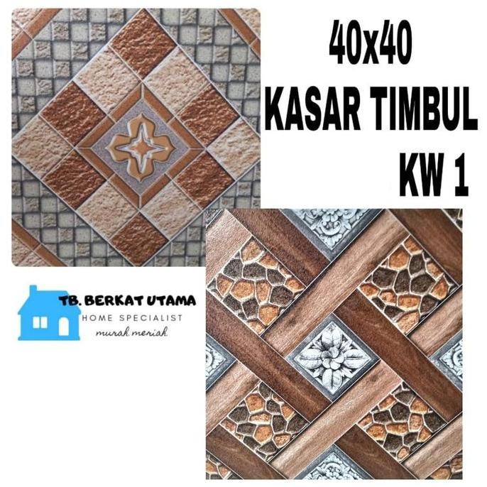Terbaik Keramik Lantai Garasi Taman 40X40 Kasar Urat Kayu Batu Alam Timbul 100% Ori