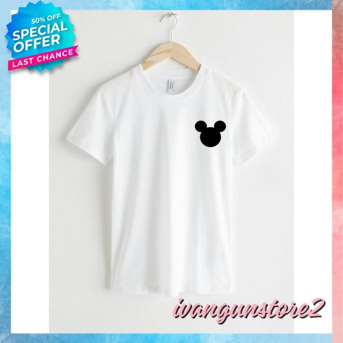 KAOS TSHIRT BAJU OBRAL MURAH COMBED 30 DISTRO LOGO KECIL MICKEY MOUSE POLOS CUSTOM INDONESIA PRIA WA