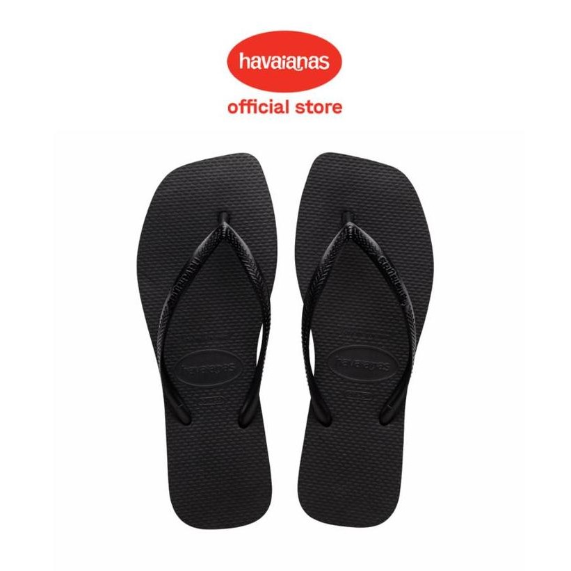 Havaianas Slim Square 0090-Black - Sendal Wanita Karet Square Toe Hitam