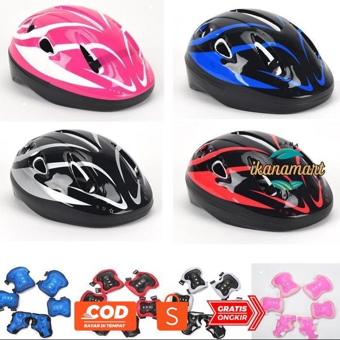 Ex45 If56 7PCS Perlengkapan Keselamatan Anak untuk Bersepeda dan Bermain Skateboard /Termasuk Helm/D