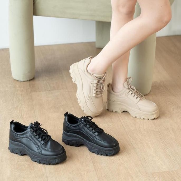 Laviola 4618 Lsy - Sepatu Sneakers Casual Wanita Black Dan Khaki Shoes Kasual