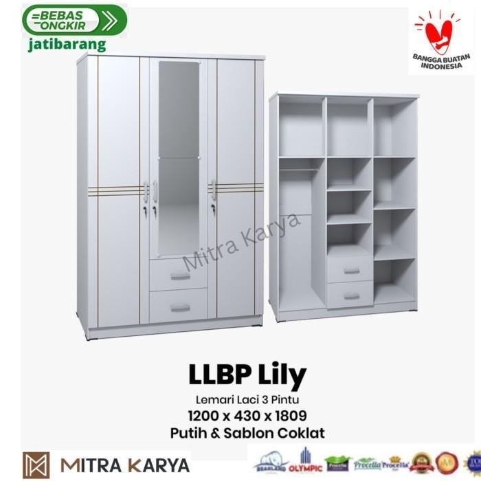 Lemari Pakaian 3Pintu / Lemari Baju Laci Llbp Lily Gstar Olympic New Best Quality 100% Original
