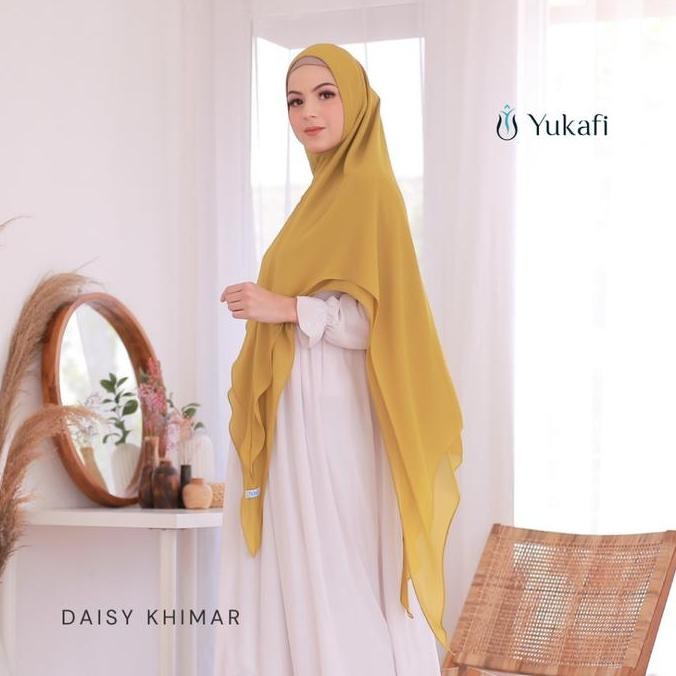 Yukafi - DAISY KHIMAR Hijab Istan Syari Premium Jilbab Pesta Pengajian Haji Umroh Ceruty 2 Layer  Ju
