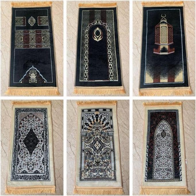 SEJADAH TURKI TURKIYE TEBAL KISWAH HITAM EMBOS UKURAN MIDI