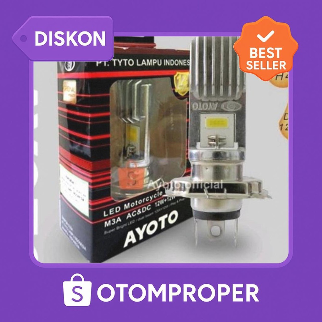 Lampu motor depan headlamp LED H4 AYOTO AC DC M3A ORIGINAL AYOTO ORI