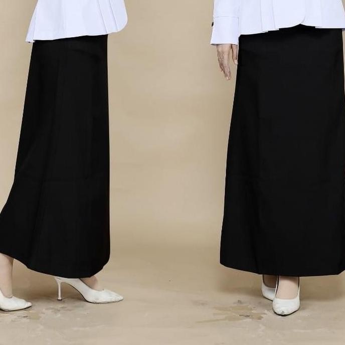 Rok Hitam Wanita Panjang Kantor/Magang Poliester Bahan Bagus Nyaman Dipakai Karet Span HT