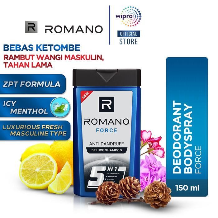 Romano Shampoo Pria Anti-Dandruff 170Ml | Khusus Pria Dengan Parfum Maskulin Unik | Membantu Cegah K