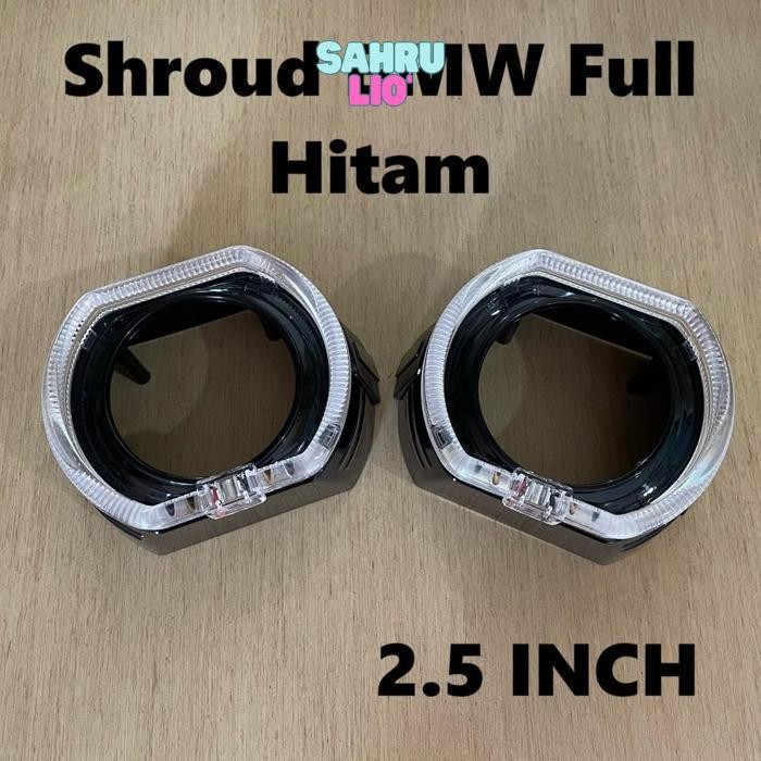 dgh-43 yl-24 gd-12 Shroud Projector BiLED BMW FULL Hitam Black Angel Eye Crystal Projie HID 2.5 Inch