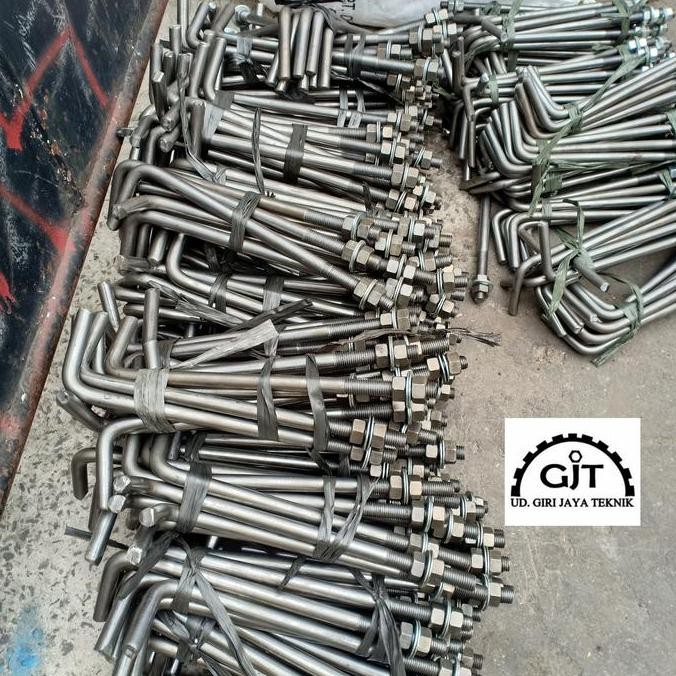 angkur L UK 19mm panjang 40cm+2nut+2ring(besi beton hitam)