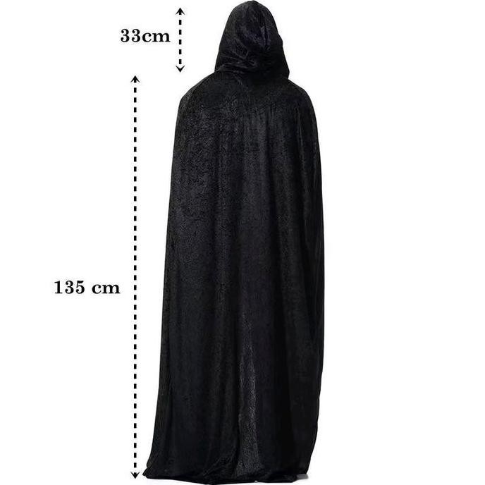 Ready  [ JUBAH HALLOWEEN COSPLAY ] Jubah Cosplay Death Jubah Hitam Plus Hoodie / Penutup Kepala