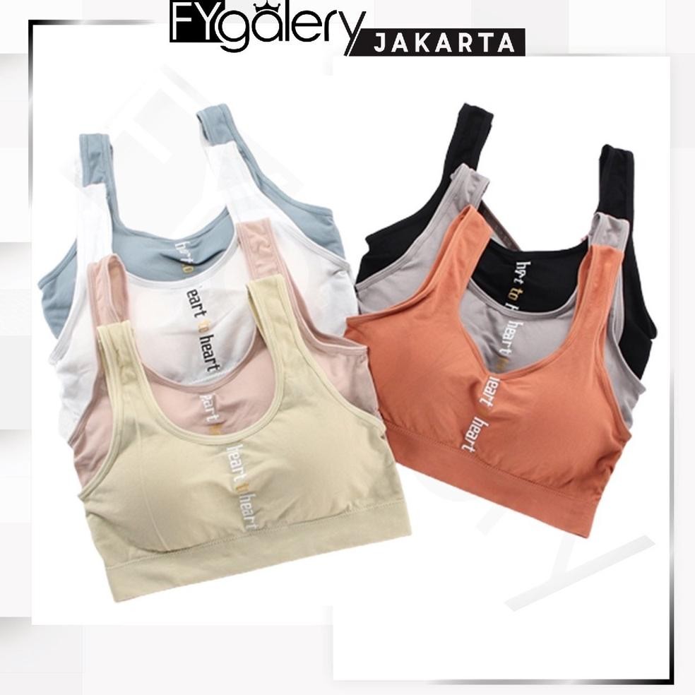FYGALERYJAKARTA BRA530 Bra Tanpa Kawat Pakaian Dalam Wanita Polos Heart To Heart Olahraga Sportbra G