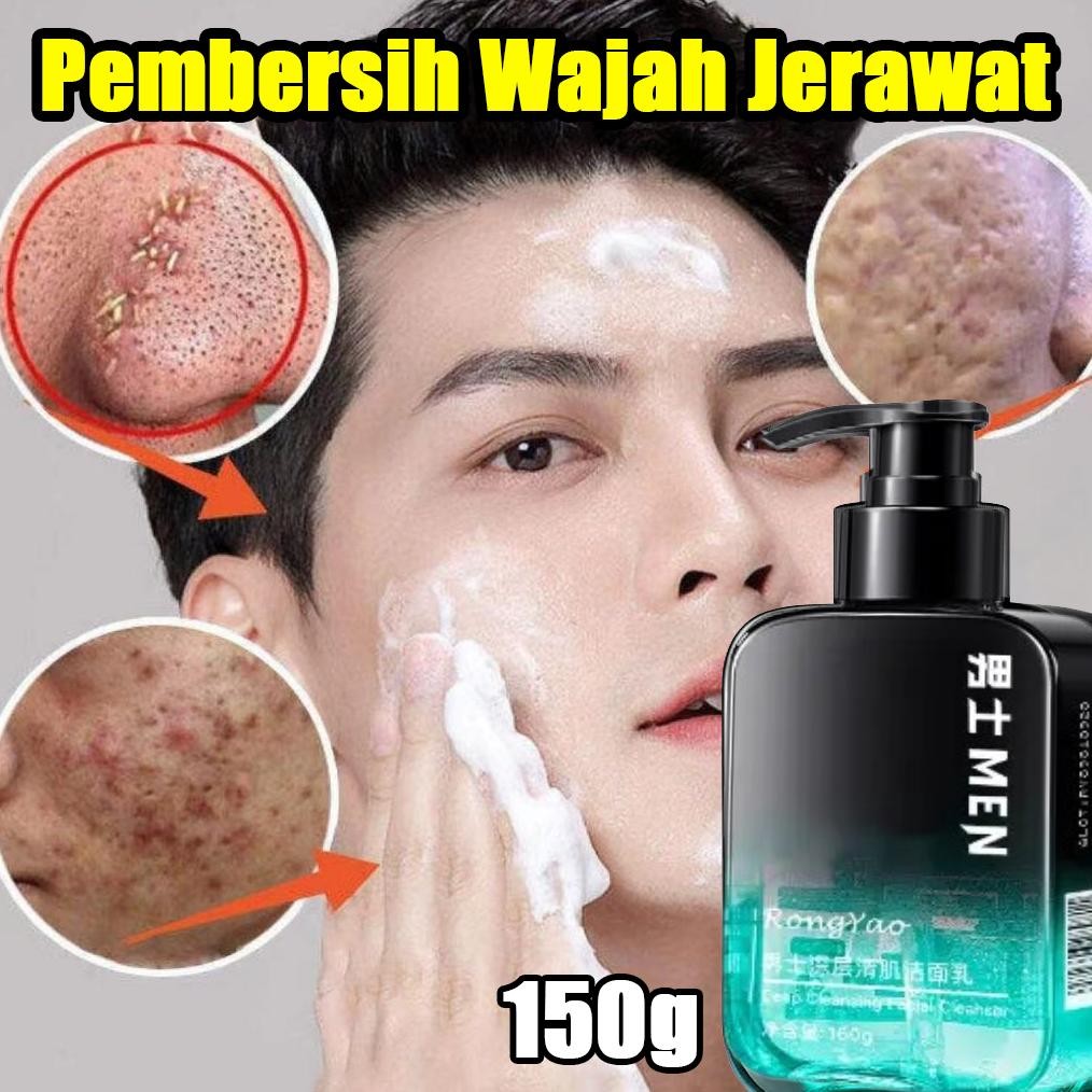 Pembersih Wajah Pria Pembersih Wajah Jerawat Pembersih Wajah Pria 150G  Pemutih Wajah Pria Tungau Pe