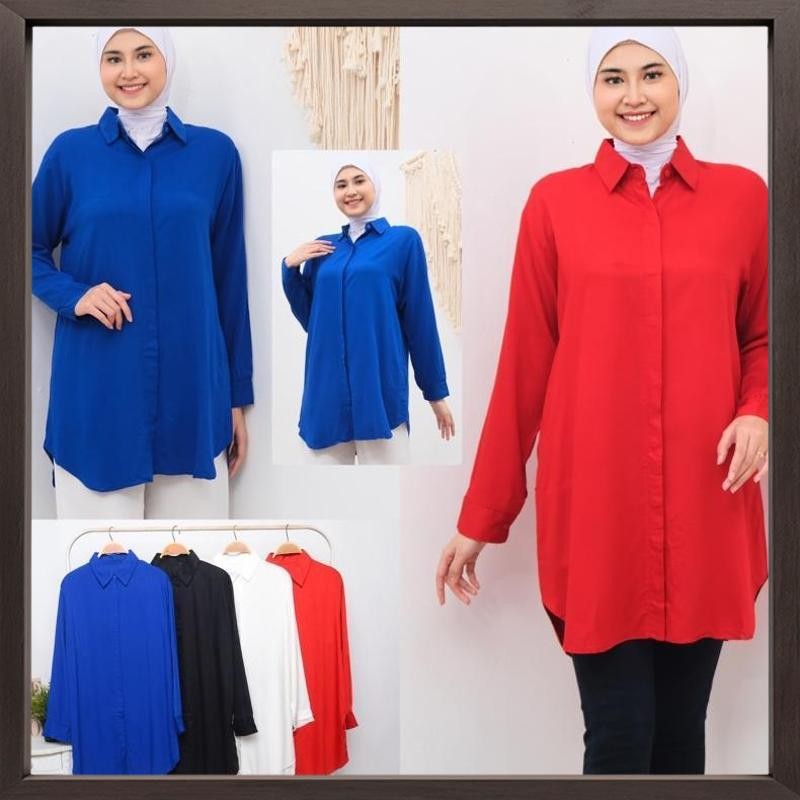 Berkualitas [ PART 2 ] NEWLADIESSA ALENA TUNIK RAYON TWILL / Seviana Tunik / atasan wanita biru elek
