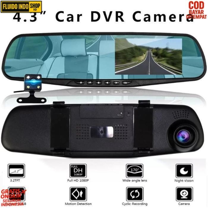 New Am-32 Kamera Mobil Spion Cctv Mobil Dvr Dasbor Cam Di Spion 2 Kamera Depan Belakang Full Hd 1080