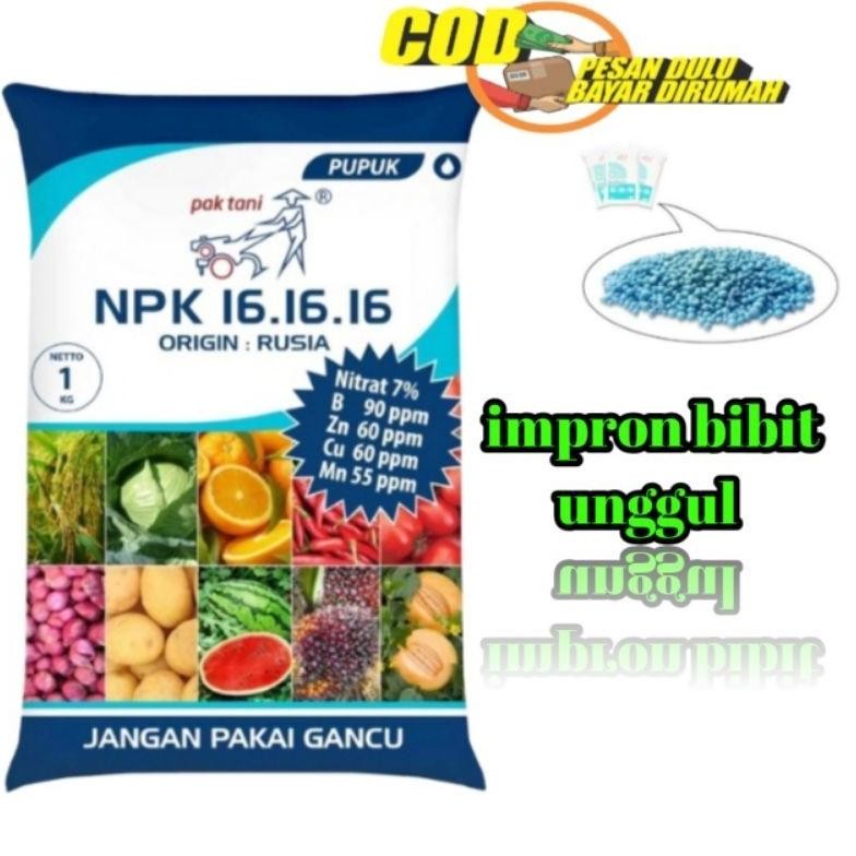Asli Pupuk Npk Mutiara 161616 1Kg. Pak Tani 100% Origininal Kemasan Pabrik