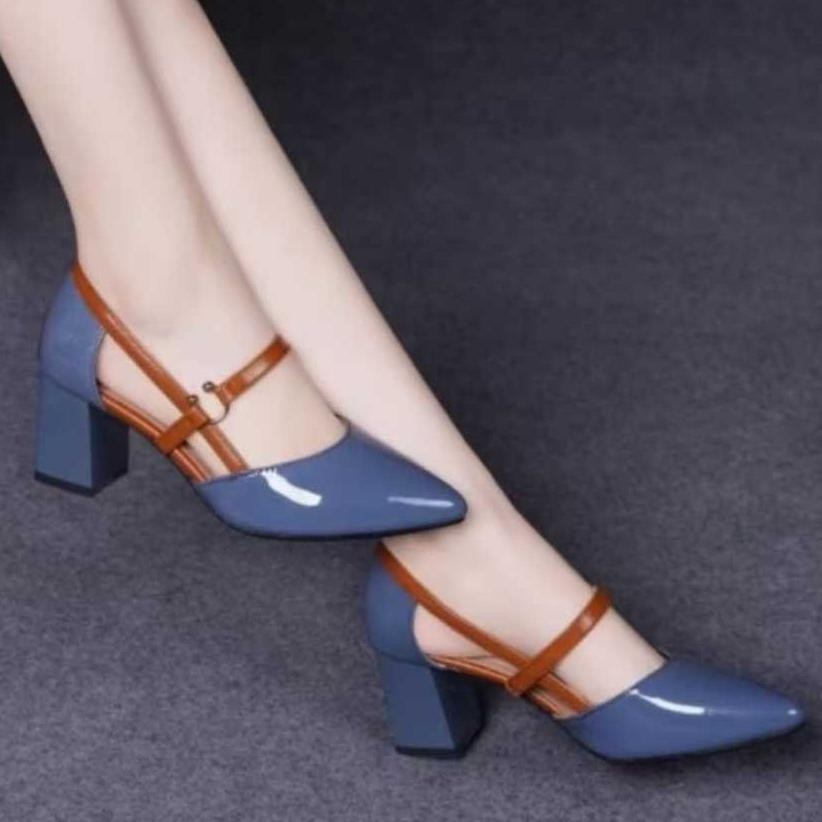 Sepatu pantofel wanita heels 5 cm heels wanita pantofel kekinian 5cm