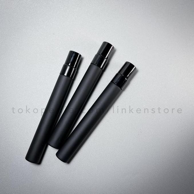Botol Spray 10ml Kaca HITAM DOFF Tutup Metal / Aluminium Parfum