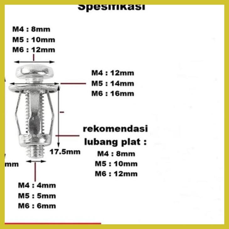 READY 10PCS JACK NUT RIVET PLAT METAL MUR BAUT DRAT SEKRUP FISHER SKRUP BESI M4/M5 X 25MM GOOD QUALI