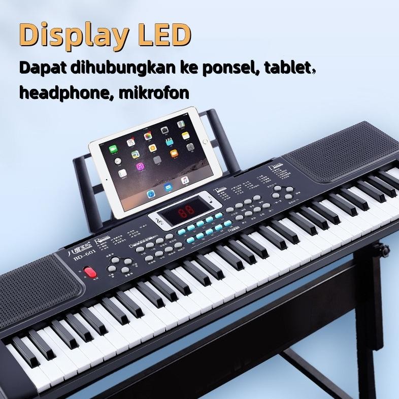 24h61 Keys Electric Piano Anak/keyboard piano /Mainan Edukasi Mainan Anak Lengkap Mic Dan Charger ma