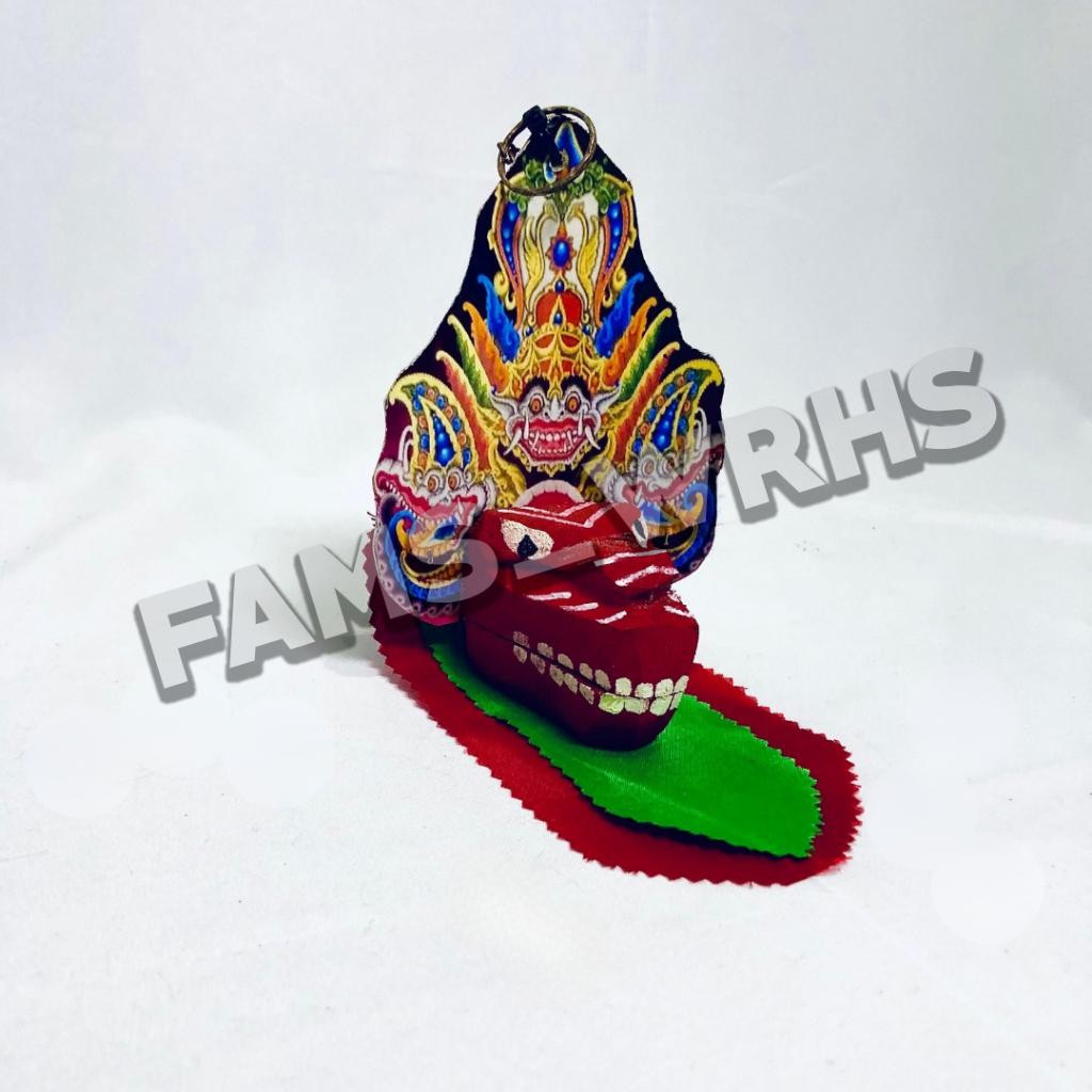 Gantungan Kunci Barongan Bahan Kayu Miniatur Barongan Merah