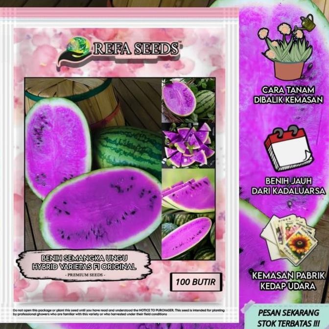 Promo Isi 100 Biji Benih Semangka Ungu Varietas F1 Original / Benih semangka COD