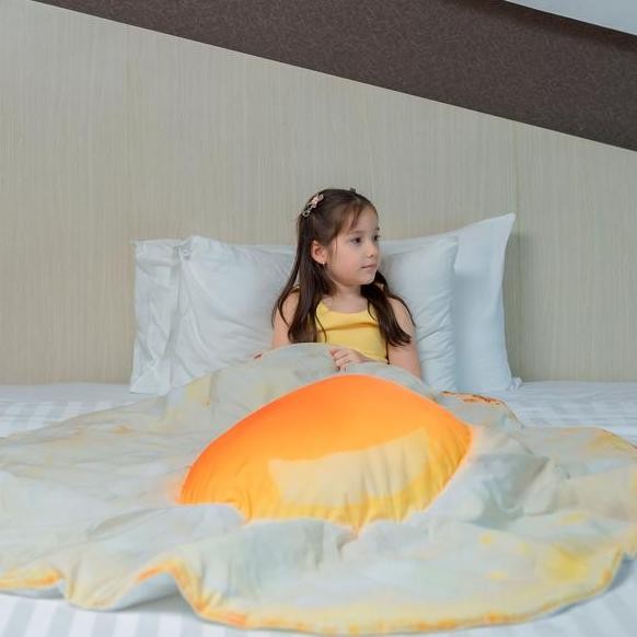 Selimut Dewasa Shrelo Telor Ceplok Telur Mata Sapi Ekonomis Printed Satu Sisi Untuk Tidur Santai Dek