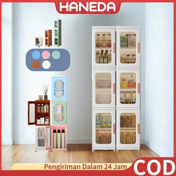 HANEDA Lemari Lipat Susun Plastik LEORA Lemari Pakaian Plastik Lemari Portable Serbaguna Rak Sepatu 