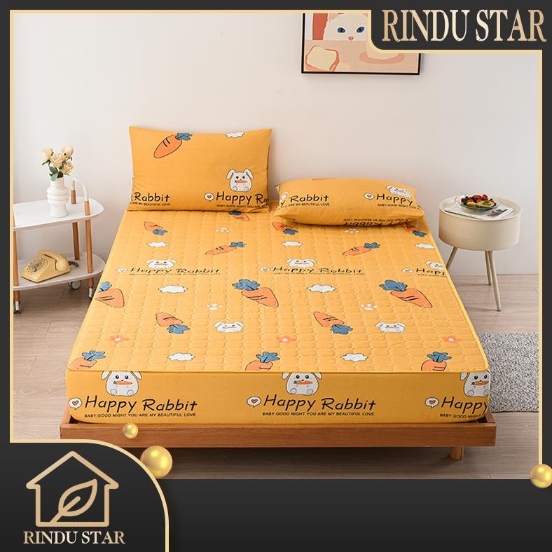 Rindu.Star SPREI WATERPROOF SULTAN MOTIF ANAK ROKET DINO BINTANG KUCING POLOS UKIR UKURAN 180X200CM 